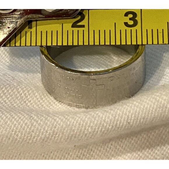 Lord’s Prayer with Cross Stainless Steel Band Ring ED FORCE Size 6 Christ Bible - Picture 6 of 7